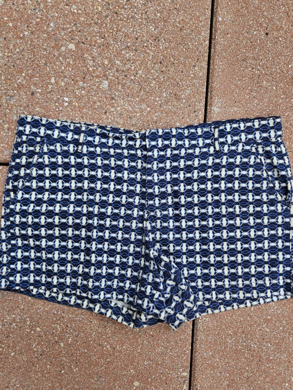 Joe Fresh Women's Navy Blue Geometric Print Shorts - Size 12